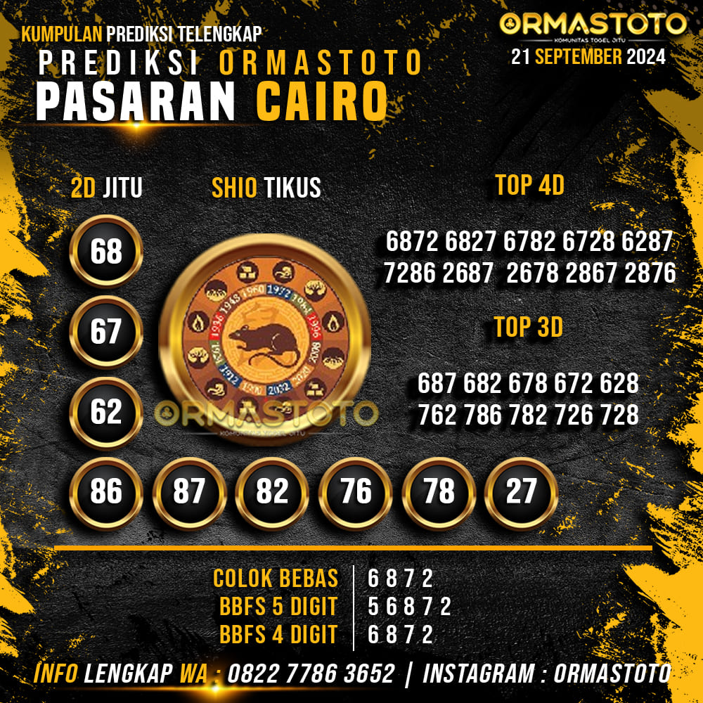 PREDIKSI CAIRO HARI INI 21 SEPTEMBER 2024