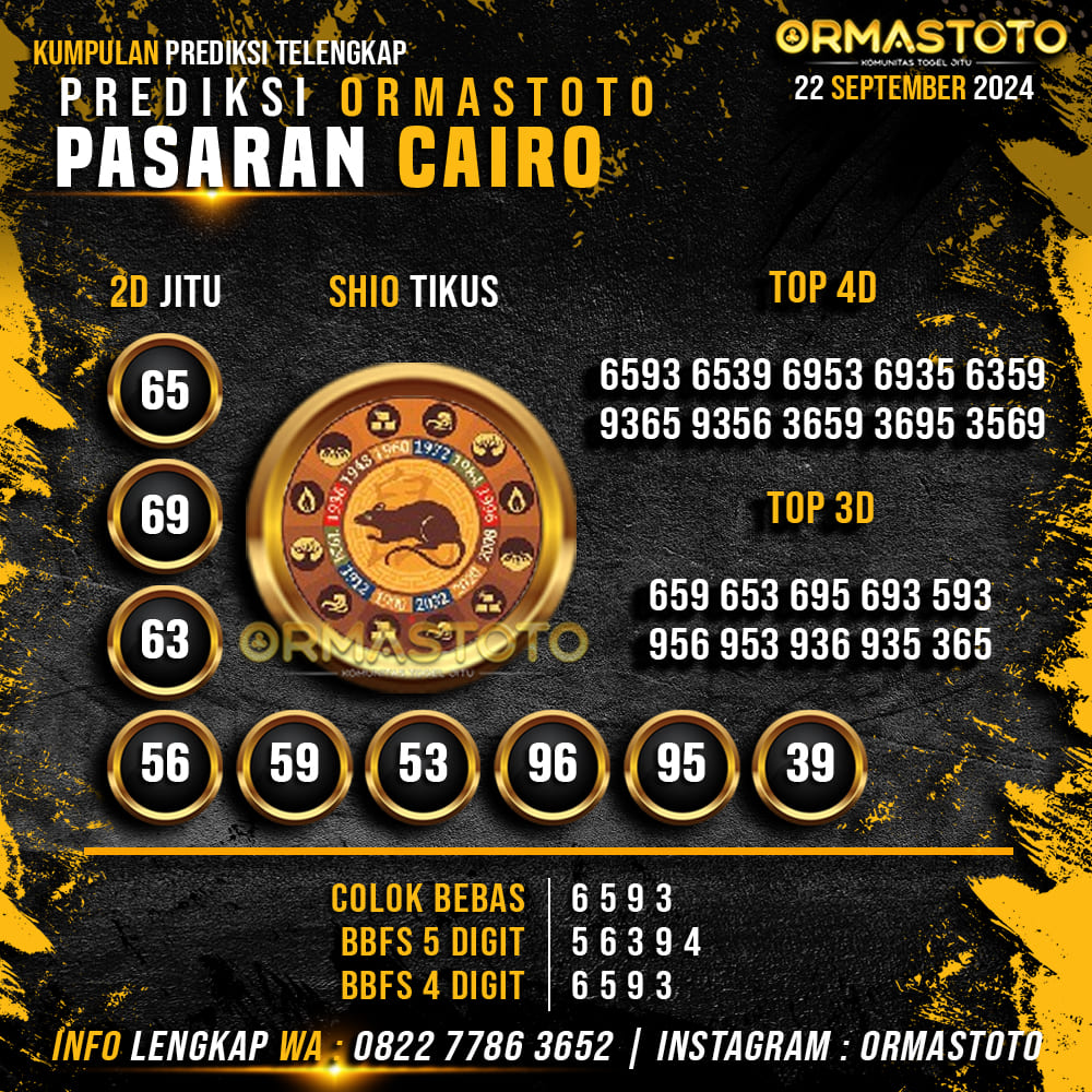 PREDIKSI CAIRO HARI INI 22 SEPTEMBER 2024