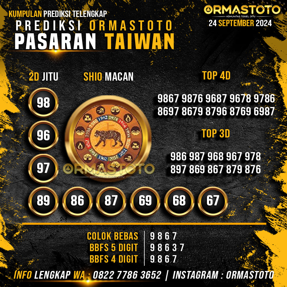 PREDIKSI TAIWAN HARI INI 24 SEPTEMBER 2024