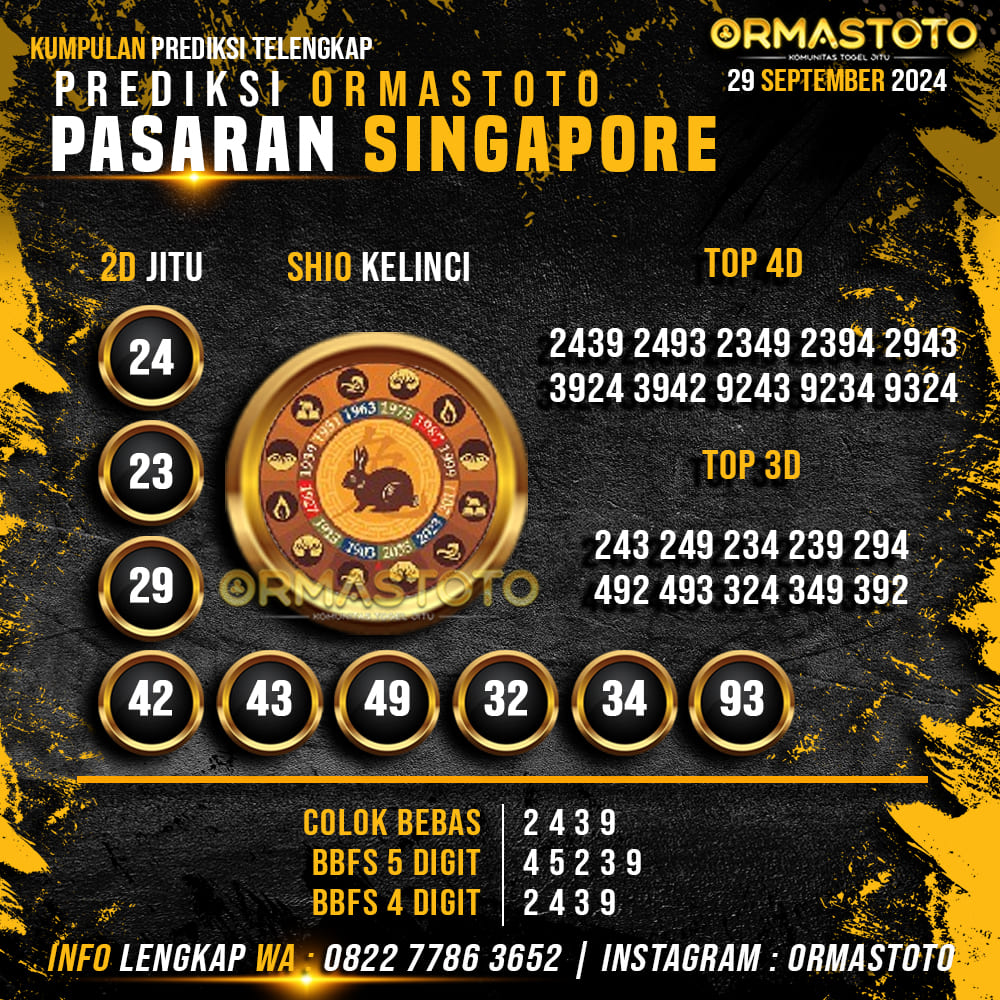 PREDIKSI SINGAPORE HARI INI 29 SEPTEMBER 2024