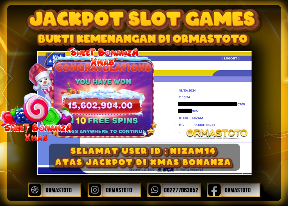 JACKPOT SWEET BONANZA XMAS DI ORMASTOTO LANGSUNG LUNAS WITHDRAW 15JUTA RUPIAH