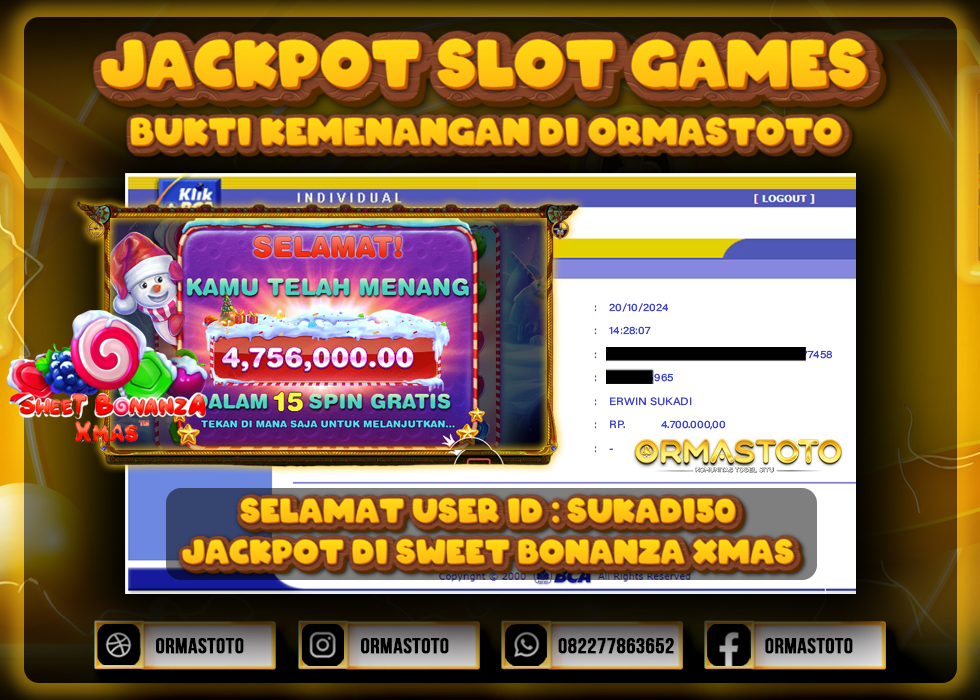 JACKPOT SWEET BONANZA XMAS DI ORMASTOTO LANGSUNG LUNAS WITHDRAW 4,7JUTA RUPIAH