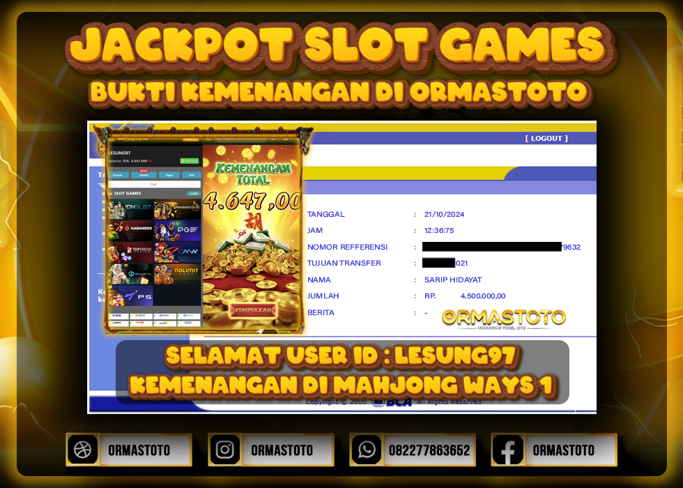 JACKPOT MAHJONG WAYS 1 DI ORMASTOTO LANGSUNG LUNAS WITHDRAW 4,5JUTA RUPIAH