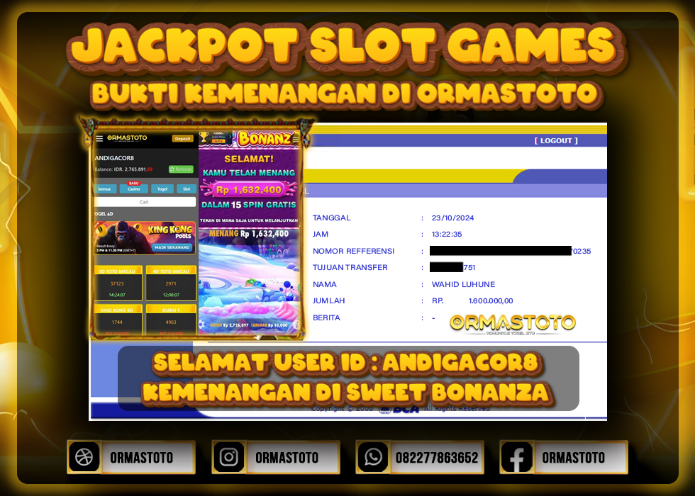 JACKPOT SWEET BONANZA DI ORMASTOTO LANGSUNG LUNAS WITHDRAW 1,6JUTA RUPIAH