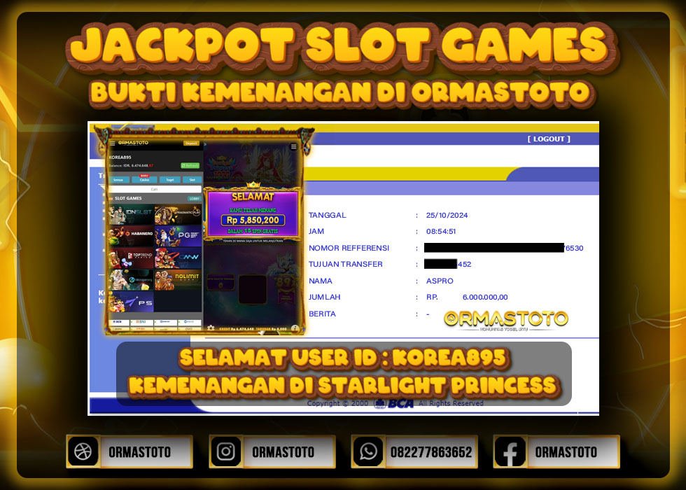 JACKPOT STARLIGHT PRINCESS DI ORMASTOTO LANGSUNG LUNAS WITHDRAW 6JUTA RUPIAH