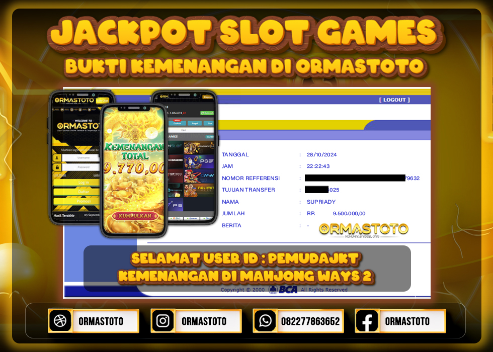 JACKPOT MAHJONG WAYS 2 DI ORMASTOTO LANGSUNG LUNAS WITHDRAW 9,5JUTA RUPIAH