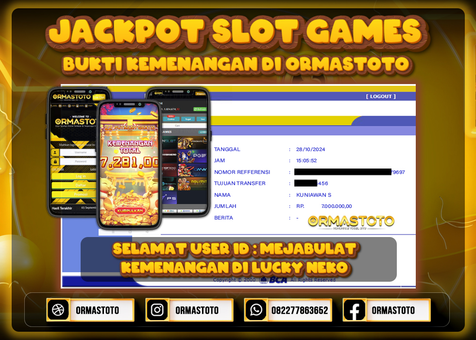 JACKPOT LUCKY NEKO DI ORMASTOTO LANGSUNG LUNAS WITHDRAW 7JUTA RUPIAH