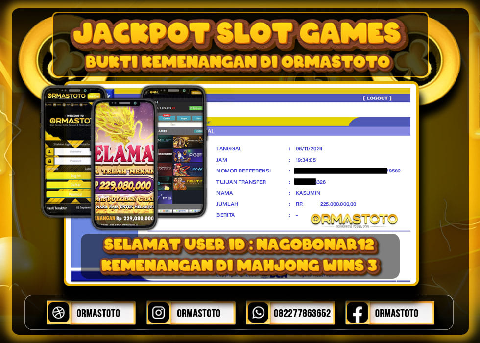 JACKPOT MAHJONG WINS 3 DI ORMASTOTO LANGSUNG LUNAS WITHDRAW 225JUTA RUPIAH