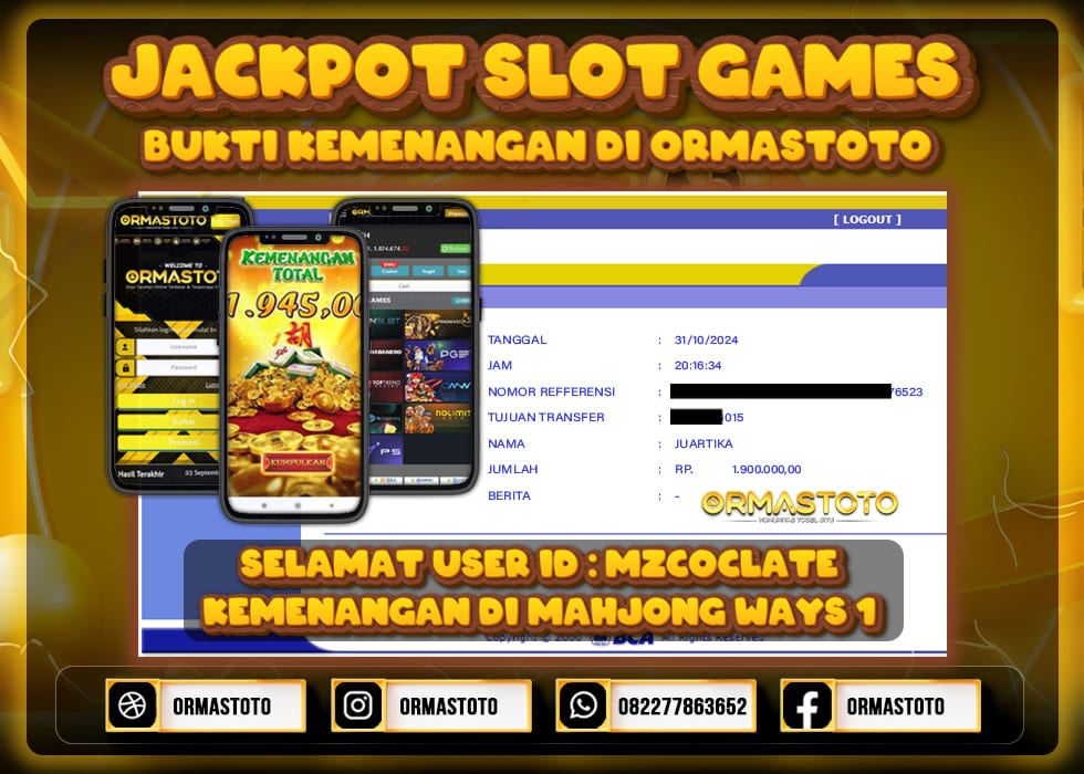 JACKPOT MAHJONG WAYS 1 DI ORMASTOTO LANGSUNG LUNAS WITHDRAW 1,9JUTA RUPIAH